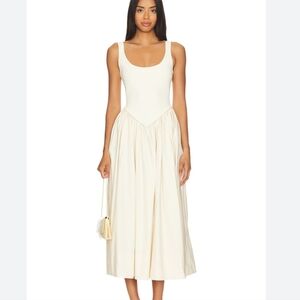 Ronny Kobo Verda Knit Combo Dress Cream Ecru Size L NWT